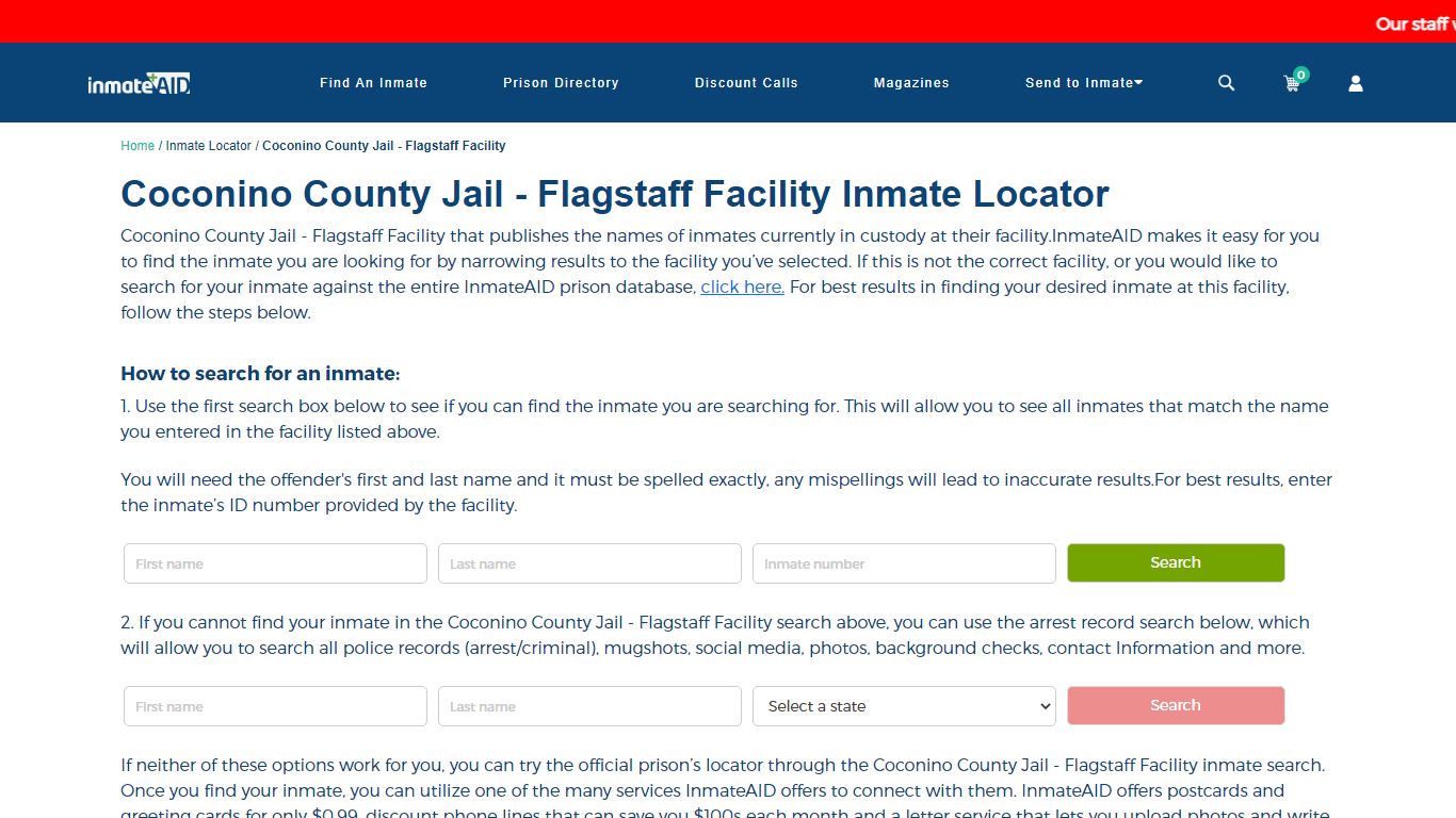 Coconino County Jail - Flagstaff Facility Inmate Locator